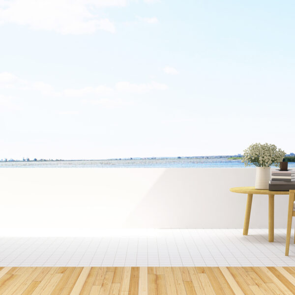 armchair relax on terrace in hotel - 3D Rendering